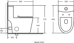 Azario Унитаз-моноблок Ansa AZ-2301 безободковый с бачком с сиденьем микролифт белый – фотография-15