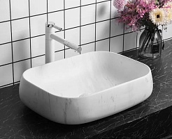 Ceruttispa Раковина накладная 56.5 CR0086 MMW1 мрамор белый матовый – фотография-4