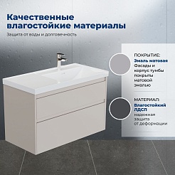 Aquanet Мебель для ванной Nova Lite 2.0 90 R подвесная бежевая матовая – фотография-17