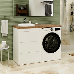 Brevita Мебель для ванной Grafit 120 под стиральную машину белая/махагон – фотография-3