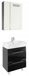 Водолей Мебель для ванной "Мальта 60" черная, с ящиками – фотография-1