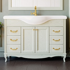 ValenHouse Тумба под раковину Эллина 120 слоновая кость, фурнитура золото – фотография-1