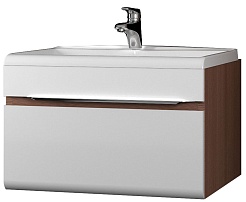 Velvex Тумба под раковину Crystal Cub 60 подвесная, белая/темный лен  – фотография-1