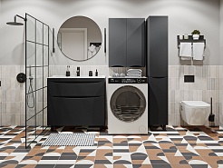 Vivon Тумба с раковиной Ostin 80 напольная черная матовая – фотография-14