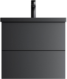 Am.Pm Тумба с раковиной Gem 60 подвесная черная матовая – фотография-1