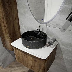 Teymi Раковина накладная в ванную Lina S D40 чёрный мрамор T50194 – фотография-7