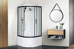 Royal Bath Душевая кабина Practic RB 90BK1-M-BL 90x90 стекло рифленое профиль черный матовый – фотография-2