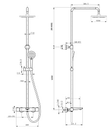 Paini Система душевая Nove 09CR687THD250F3D110 с термоcтатом, фиксированный излив, хром – фотография-3