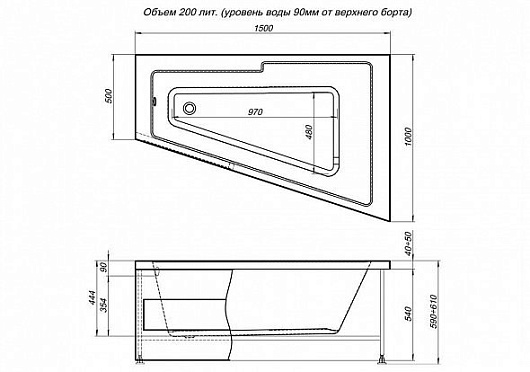 Aquanet Акриловая ванна Accord 150x100 R – фотография-8