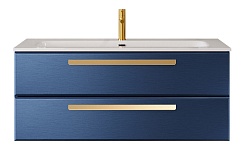 Cezares Тумба с раковиной Eco Cer-N 120 sapfiro CZR-8073-120 ручки сатиновое золото – фотография-1