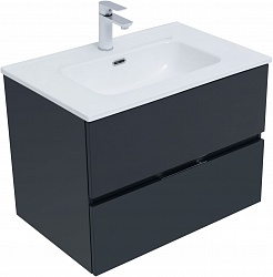 Aquanet Мебель для ванной Алвита New 70 2 ящика подвесная антрацит матовая – фотография-2
