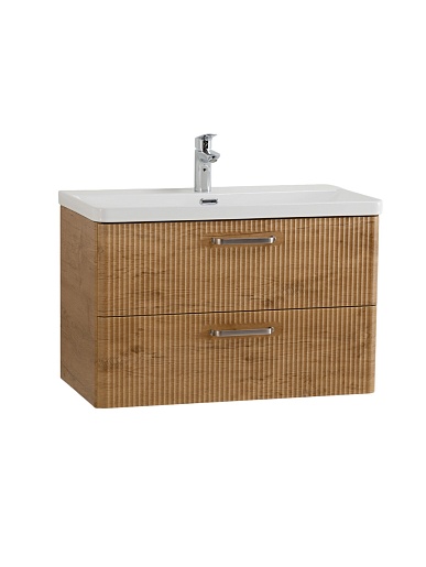 BelBagno Тумба с раковиной Due 80 подвесная Rovere Nature ручки Матовый атласный никель – картинка-7