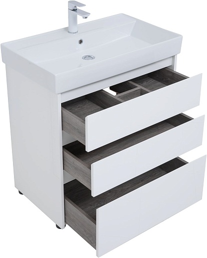 Aquanet Тумба с раковиной Nova Lite 75 белая глянцевая – фотография-6