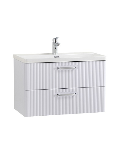 BelBagno Тумба с раковиной Due 80 подвесная Bianco Lucido ручки Хром полированный – картинка-5