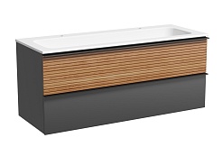 Sancos Тумба с раковиной Delta 120-2 дуб красный/графит раковина Grace 121 CN7016 для двоих – фотография-1