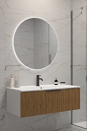 Зов Мебель для ванной Кито 80 подвесная белая/тростник – фотография-1