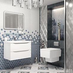 Opadiris Мебель для ванной Элеганс 80 с зеркалом подвесная белая матовая – фотография-2