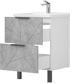 Volna Мебель для ванной Twing 60.2Y белая/бетон – фотография-6