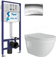 Teymi Унитаз подвесной Vitra Pro T40806 с инсталляцией Aina 1220067 с кнопкой Ellie T70022CH