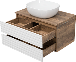 Brevita Тумба под раковину Dakota 80 подвесная дуб галифакс олово/белая – фотография-5