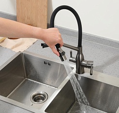 Frap Смеситель для кухни F4397-9 оружейная сталь – фотография-4