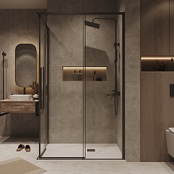 Grossman  Душевой уголок Galaxy 110x100x195 профиль черный матовый стекло прозрачное – фотография-5