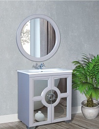 Атолл Мебель для ванной Бишо белый матовый, патина серебро – фотография-4