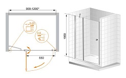 Cezares Душевая дверь в нишу ELENA-W-B-12-90-P-Cr-L – фотография-6