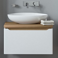 Mixline Мебель для ванной Виктория 60 подвесная белая софт/дуб светлый – фотография-7