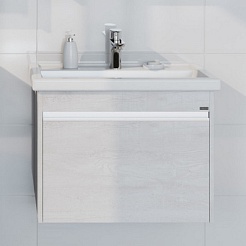 СанТа Тумба с раковиной Уран 70 подвесная светлое дерево – фотография-4