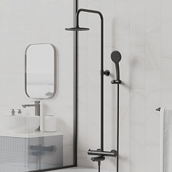 Paini Система душевая Cox 78YO687TH1KM с термостатом, верхним душем 200 мм, чёрный – фотография-2