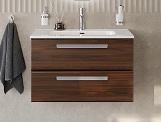 Cezares Тумба с раковиной Eco Cer-N 80 орех шоколад софт  CZR-8095-80 ручки серые