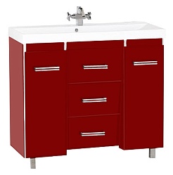 Misty Тумба для умывальника Джулия 120 QVATRO конус 3 ящика бордо – фотография-1