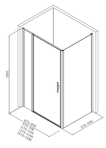 Allen Brau Душевой уголок Priority 160x100 3.31039.BBA/3.31048.BBA чёрный браш – картинка-7