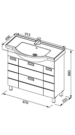 Aquanet Тумба с раковиной "Сити 90" белая (173384) – фотография-4