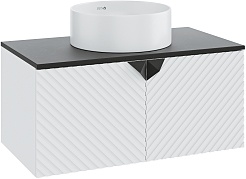 Runo Мебель для ванной Андорра 85 Palla подвесная белая матовая/черная – фотография-2