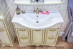 Sanflor Мебель для ванной Адель 100 белая, патина золото – фотография-4