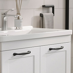 Equil Тумба с раковиной Lago 80 2 ящика напольная белая/дерево – фотография-7