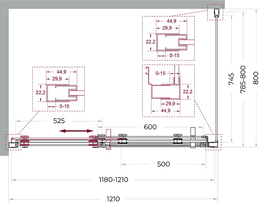 BelBagno Душевой уголок Marino MARINO-2-AH-1-120/80-C-GM 120x80 профиль оружейная сталь стекло прозрачное – фотография-10