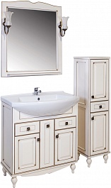 ASB-Woodline Зеркало для ванной Верона 75 бежевое патина, массив ясеня – фотография-9