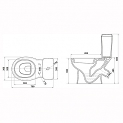 Керамин Унитаз-компакт Чезаро с жестким сиденьем, двойной смыв – фотография-2