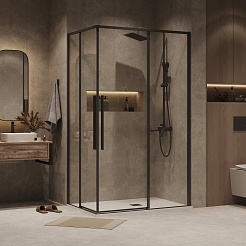 Grossman  Душевой уголок Galaxy 110x100x195 профиль черный матовый стекло прозрачное – фотография-3