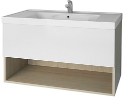 Dreja Тумба для умывальника Perfecto 90 подвесная, дуб/белый – фотография-1