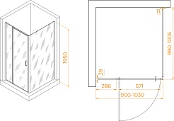 RGW Душевой уголок Passage PA-078 (PA-008 + Z-050-2) 90x100 профиль хром стекло прозрачное – фотография-3