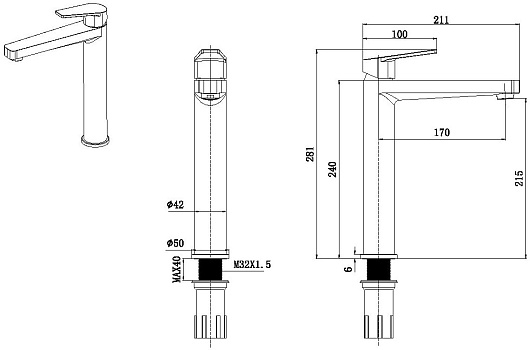 Allen Brau Смеситель для раковины Eclipse 5.E1002-00 (с донным клапаном) хром – картинка-7