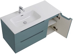 BelBagno Тумба под раковину Etna 100 L подвесная голубая матовая – фотография-7