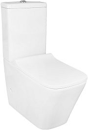 Azario Унитаз-компакт Quadro AZ-2175-1 безободковый с бачком с сиденьем микролифт белый – фотография-1