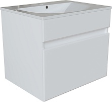 Mixline Тумба с раковиной Брикс 60 подвесная белая