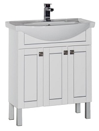 Aquanet Тумба с раковиной "Честер 75" белый/серебро – фотография-1