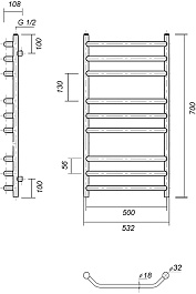 Domoterm Полотенцесушитель Лаура П9 500x700 золото – фотография-3